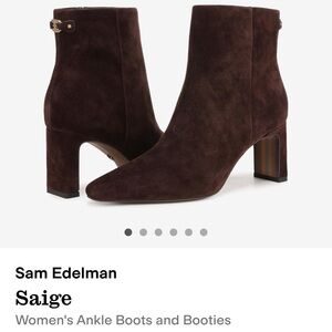 NIB Sam Edelman Saige Dark Brown Suede Ankle Booties size 9.5